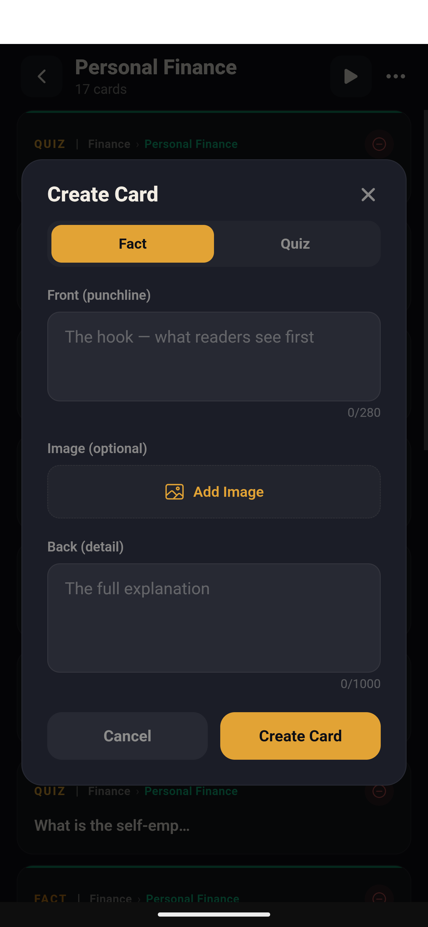Creating a custom flashcard in RecurveIQ